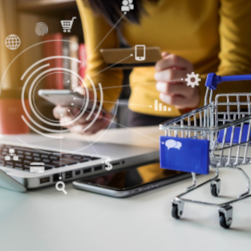 online shopping concept, woman shopping online is a form of electronic commerce from a seller over internet.
