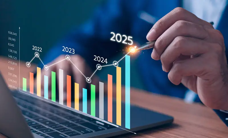 Marketing performance dashboard showing growth in website traffic and leads