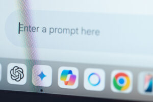AI ready website: Enter new prompt in google Gemini on screen close up view