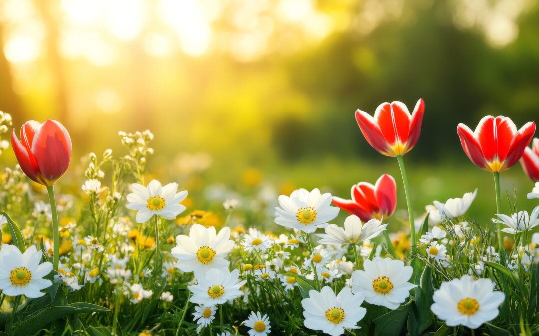 Nature photography of spring tulip fields