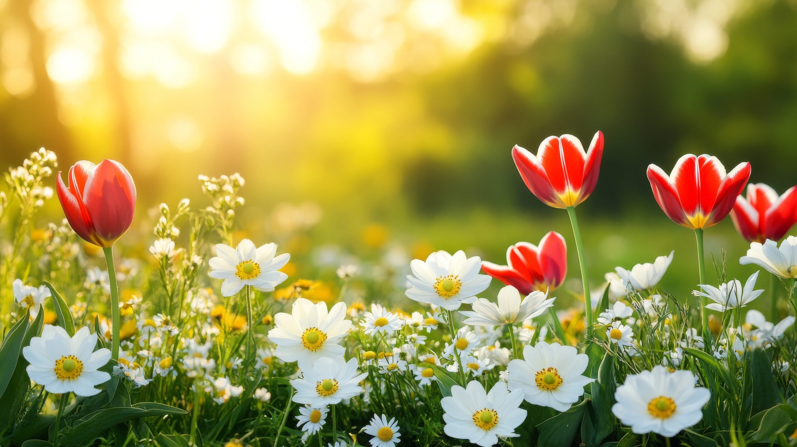 Nature photography of spring tulip fields
